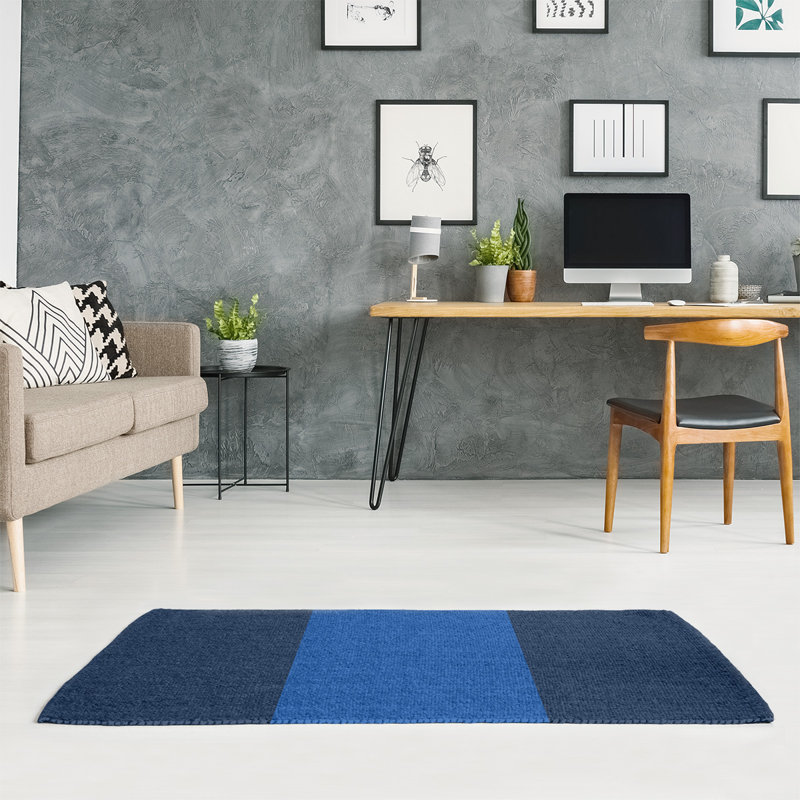 Bleu royal tissé à plat, Rectangle 5 pi x 7 pi