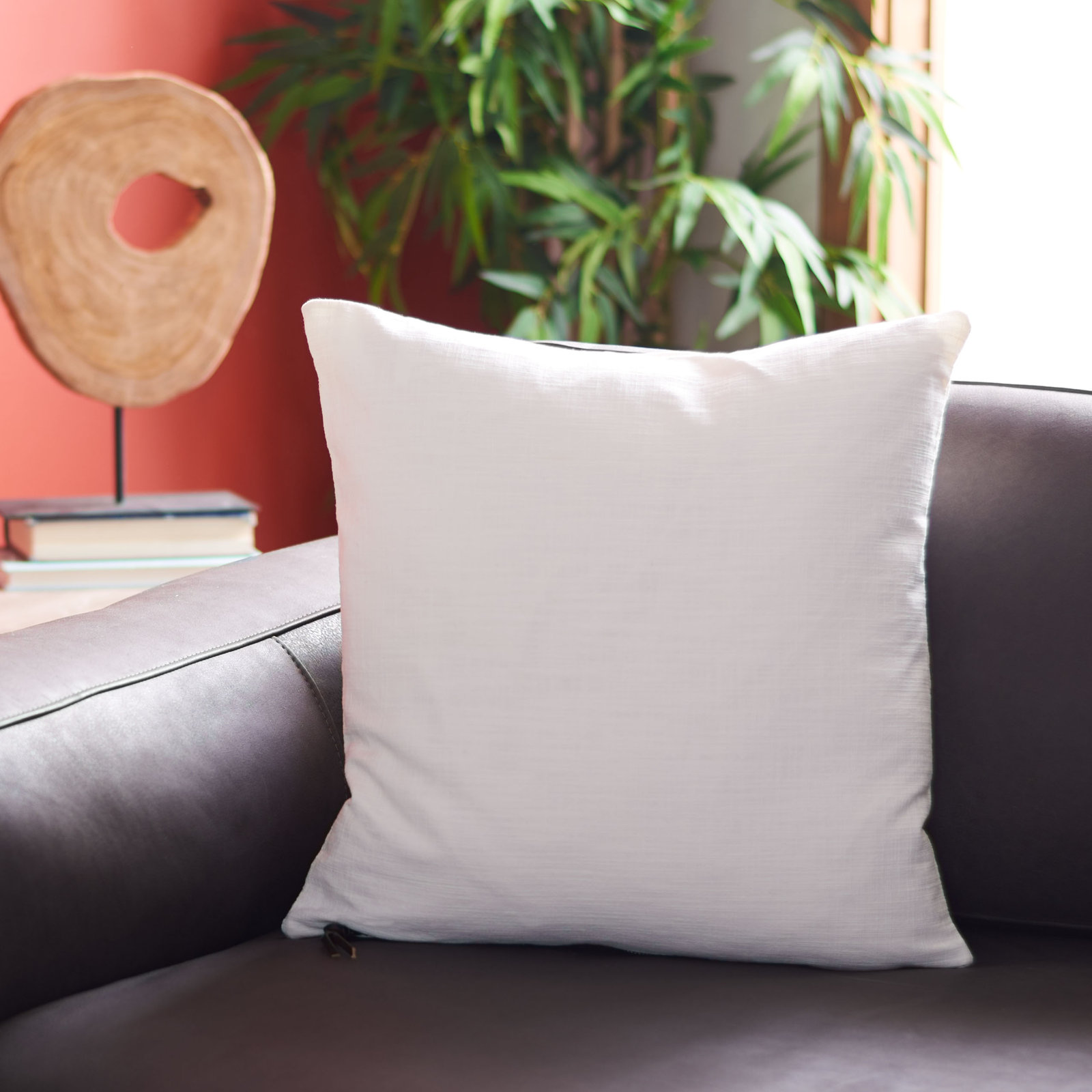 Cale 18" x 18" Cotton Throw Pillow, White
