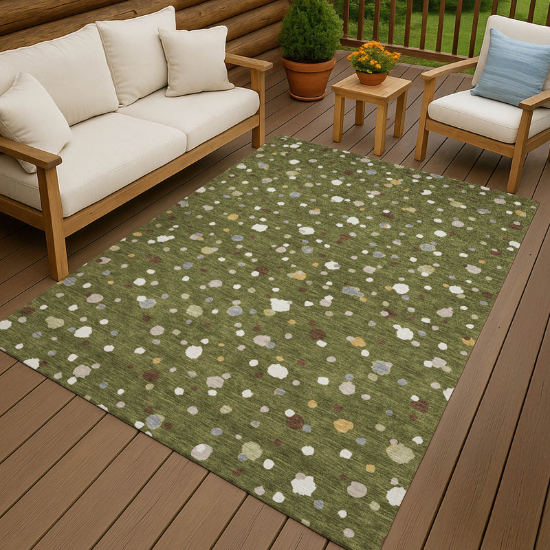 Machine Washable Indoor/Outdoor Chantille ACN2518 Geometric Rug, Rectangle 10' x 14', Olive