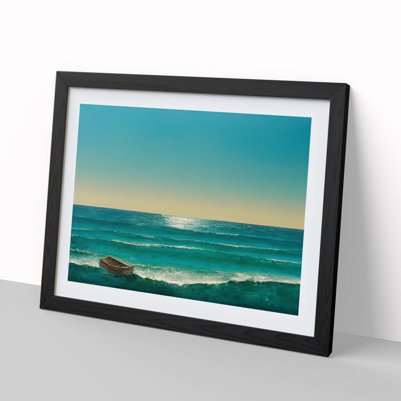 Single Boat - Single Picture Frame Print, Black Framed, 25cm H x 34cm W x 2cm D