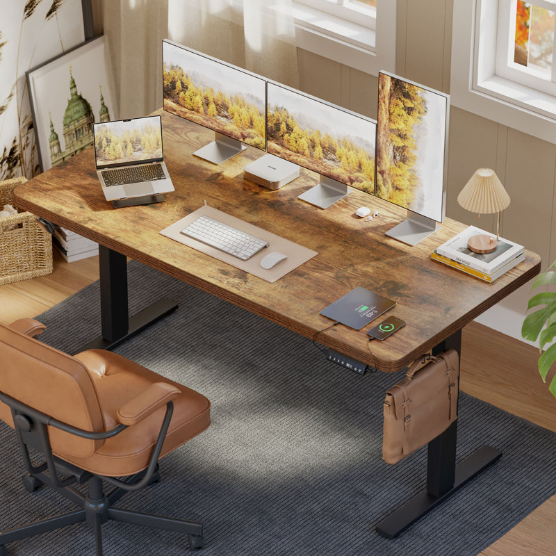 Bureau pour travailler debout 63 po, Brun / Noir, L 63 po x P 31 po