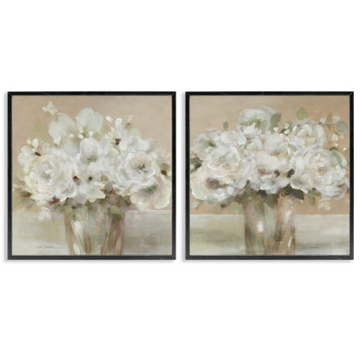Rose Bouquet Vintage Palette 2 Piece Framed Giclee Art Set, design by Carol Robinson