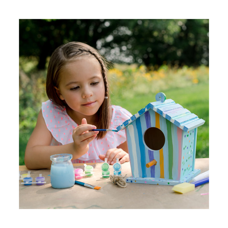 Colorful Pine Wood DIY Birdhouse Kit for Kids