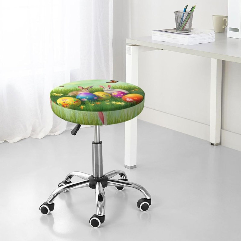 Housse pour siège de tabouret de Pâques avec œufs de lapin, coussin de 14 po