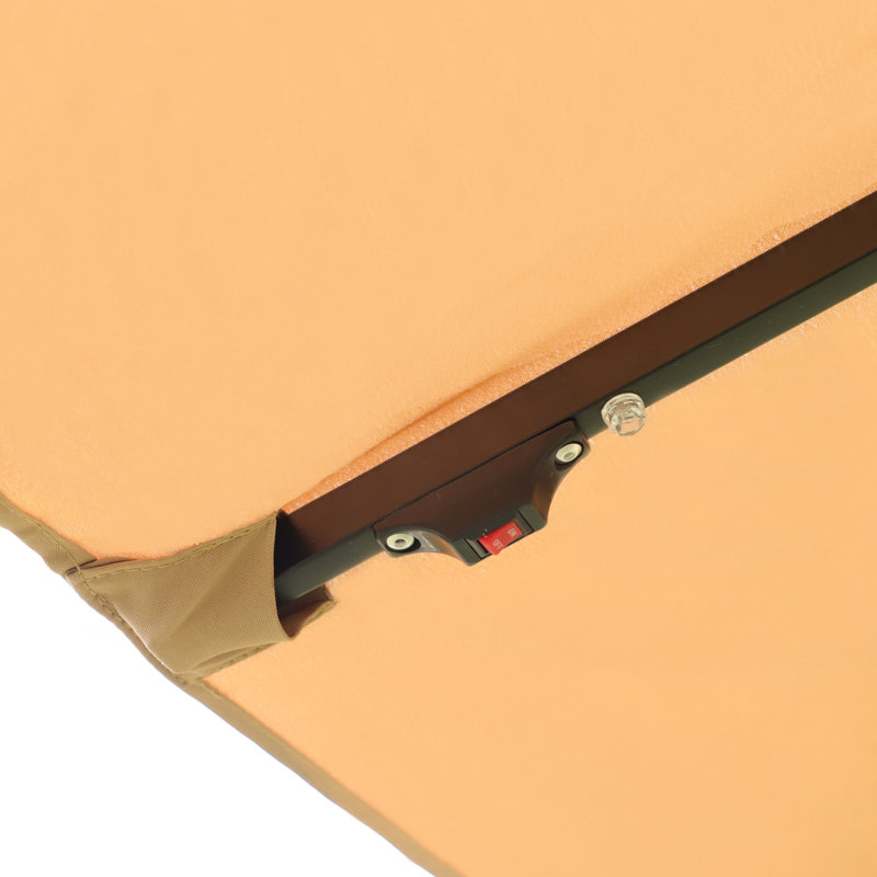 Parasol double en tissu pour patio - base taupe 15 x 9 pi