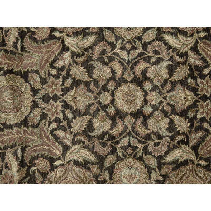 Tapis noir et crème noué à la main de haute qualité