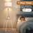 64In Wood Tetrapod Floor Lamp Dimmable With Shelves, Remote Control, Mid Century Standing Lamp For Bedroom