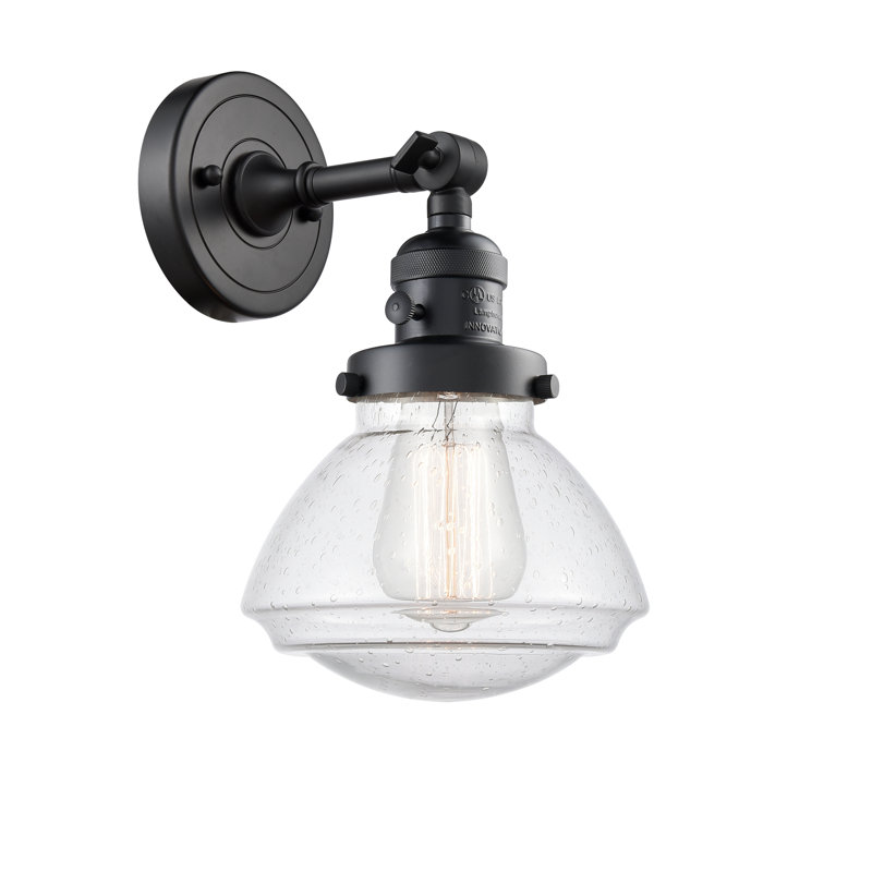 Applique murale à bras 1 lumière Chesterville, Ampoule incandescente rétro de 60 watts, Grainé, Noir mat