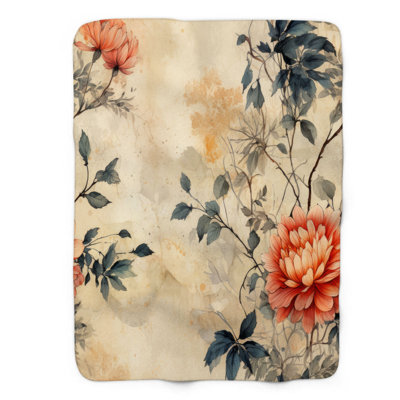 Distressed Blossoms - 1 Piece Premium Sherpa Blanket