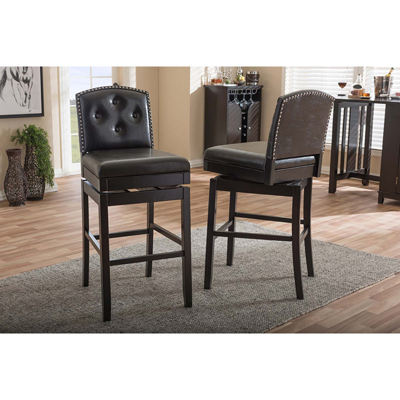 Tabouret de bar pivotant 30,23 po, Brun foncé
