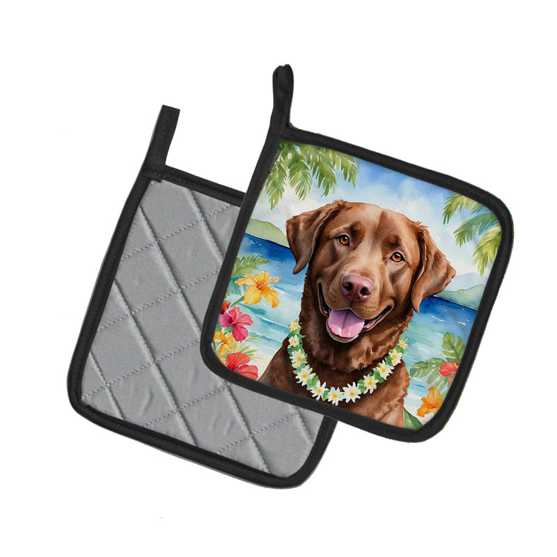 Caroline's Treasures Luau Party Floral Polyester Potholder Set