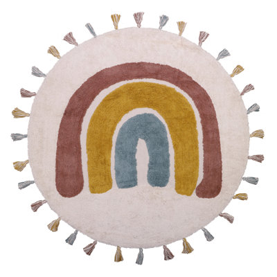 Round Tracey Geometric Cotton Hand Woven 110cm X 110cm Area Rug