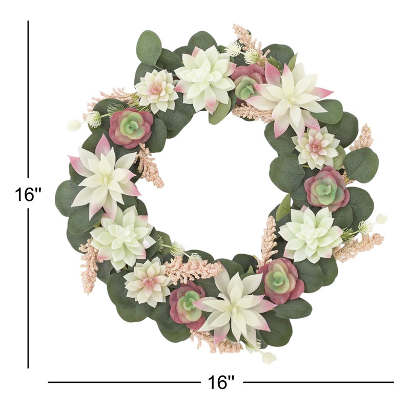 Couronne de verdure succulente faite à la main 16 po Ansuma