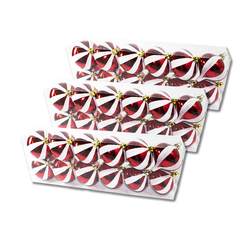 36 Piece Solid Ball Ornament Set, Red