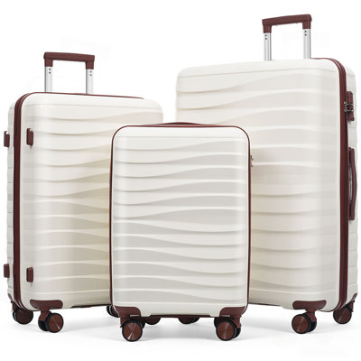 Ensemble de valises de voyage en PP de qualité supérieure, ensemble de valises à verrou TSA 3 pièces avec des tailles de 20, 24 et 28 pouces avec des roues pivotantes à 360 °