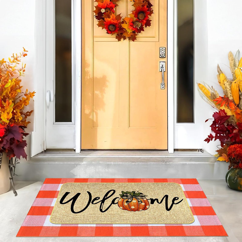 Tapis à carreaux orange et blanc Buffalo