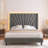 Bed Frame With 51"High Velvet Upholstered  Wingback Headboard, Platform Bed With Charging Station And Led Lights-655026587-655026586