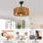 18" Boho Rattan Caged Ceiling Fan with Lights and Remote Control, Quiet DC Motor, 6-Speed and Timer