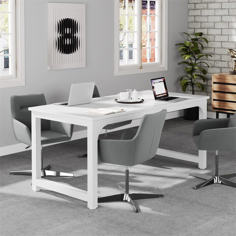 63" Executive Desk (Not Including Chair), 29.53" H x 62.99" W x 31.5" D, White/White