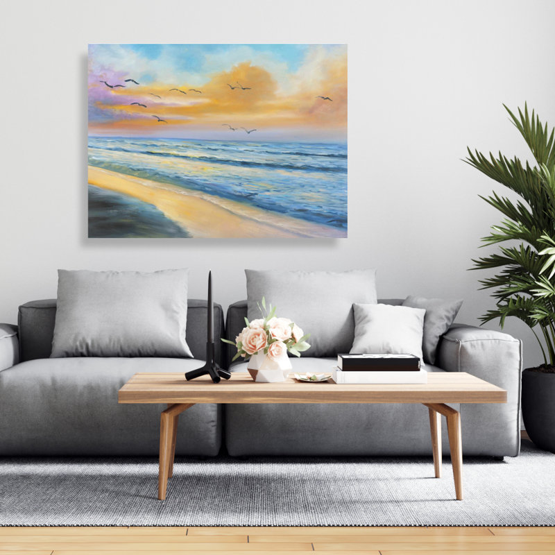 Coucher de soleil tropical à couper le souffle - Toile bleue marine, H 48 po x l 36 po