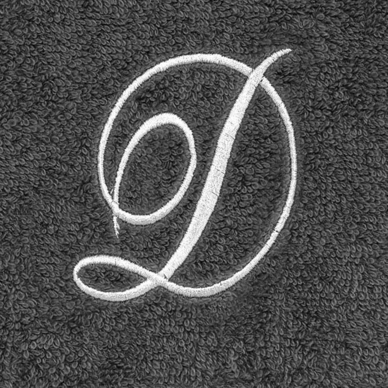 Winston Porter Granite/Silver Script Monogram Fingertip Towel Letter D