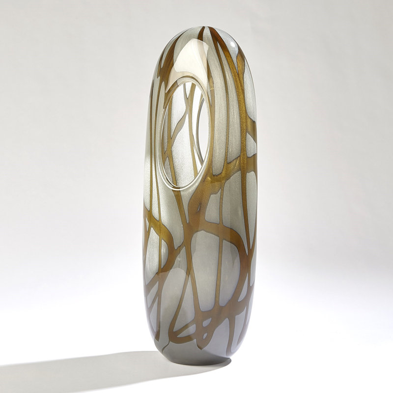 Handmade Glass Table Vase, 17.5" H x 6.5" W x 4.75" D