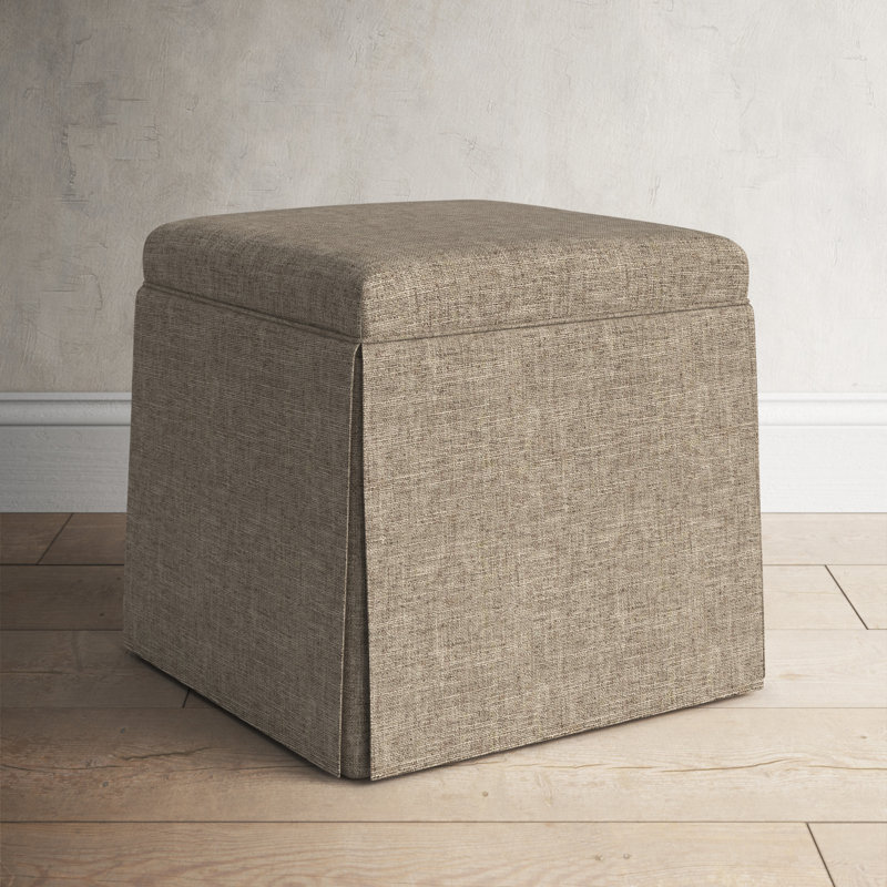 Bash Upholstered Storage Ottoman, Zuma Natural Textured Linen