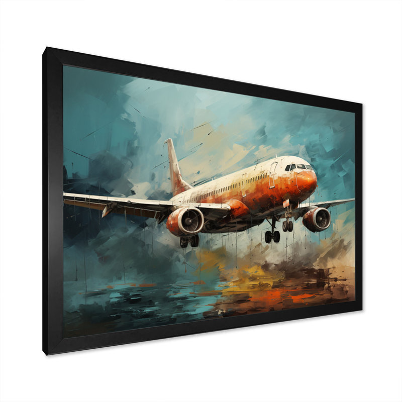 Voyage en avion sur toile, H 16 po x l 32 po x P 1 po, Cadre simple noir