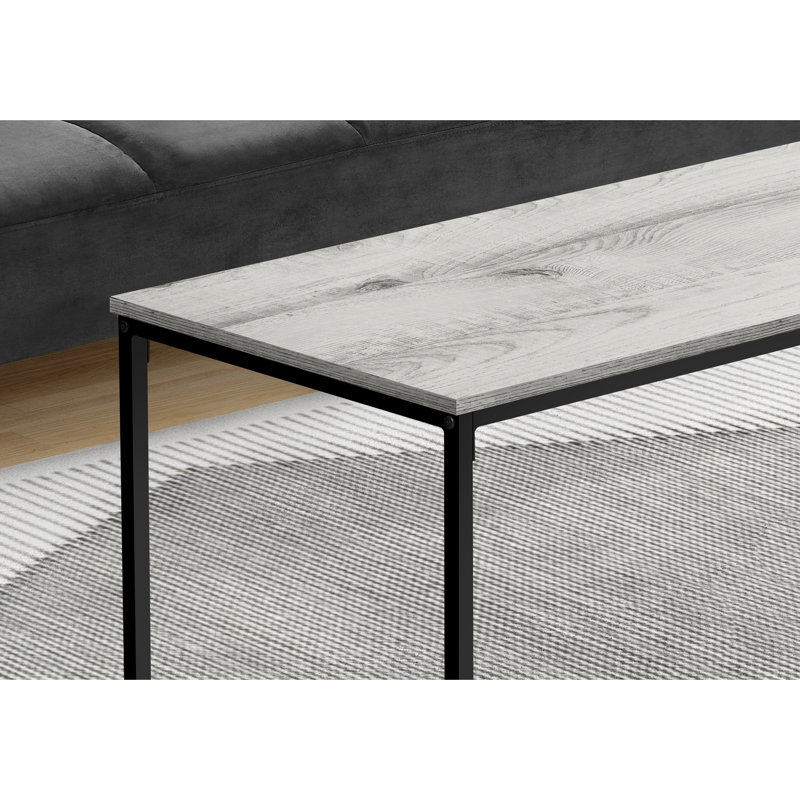 Centre de table Modern Living, table basse rectangulaire de L 40 po, stratifié gris, table d'appoint en métal noir pour la surface, rectangulaire, fabrication