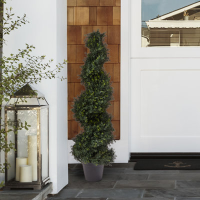 Arbre artificiel - arbre topiaire cyprès en spirale de 4 pi avec pot - plantes artificielles d'intérieur ou d'extérieur protégées contre les rayons UV
