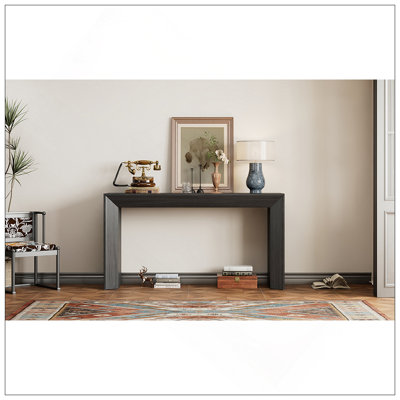 Console élégante Mirod, conception de foyer, simple et fonctionnelle avec plateau en placage de bois de haute qualité, polyvalente pour le couloir, le salon ou le vestibule
