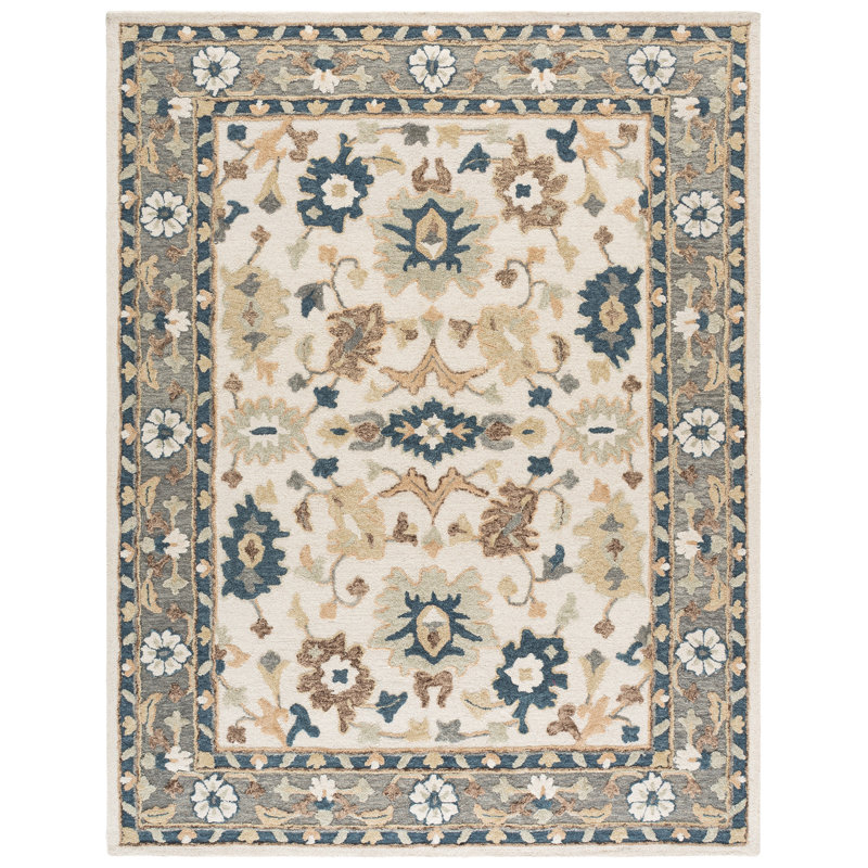 Tapis d'intérieur en laine et coton touffeté à la main ébène, Rectangle 8 pi 0 po x 10 pi 0 po