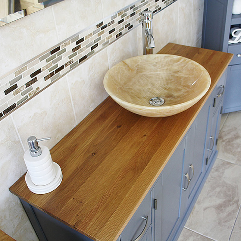 Ankara 1230mm Single Bathroom Vanity with Vessel Stone Basin, Brown