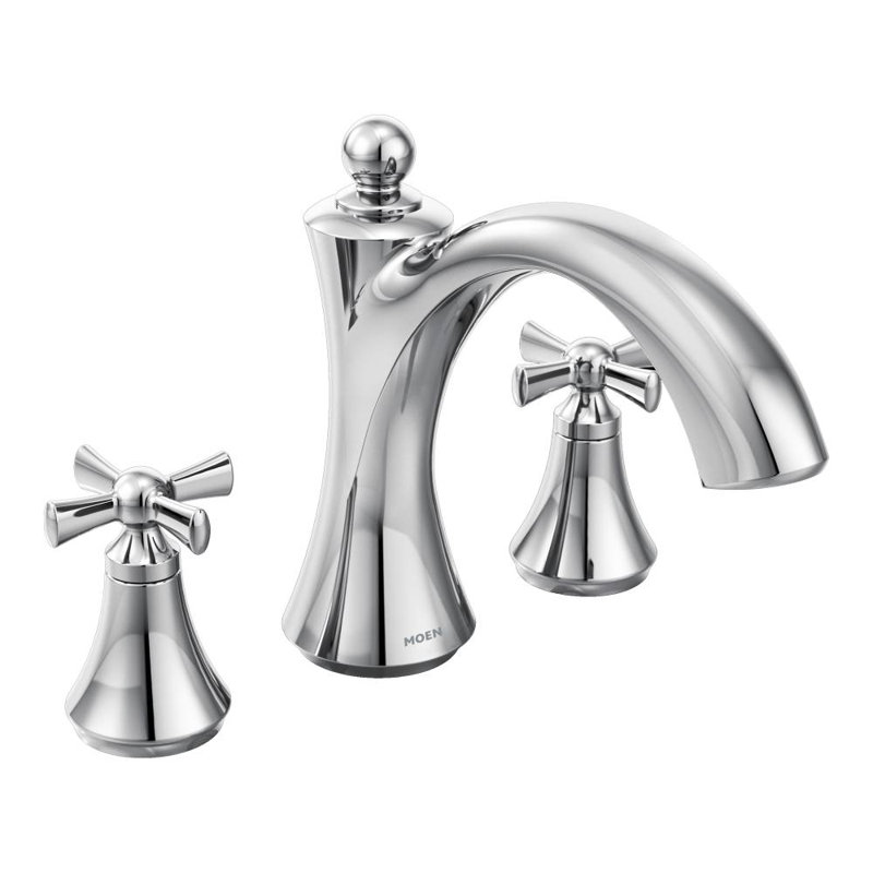 Wynford Double Handle Deck Mounted Roman Tub Faucet Trim, Chrome