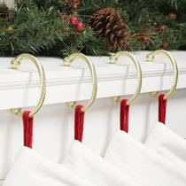 Andoer Metal Christmas Stocking Holder Xmas Fireplace Hanger Hook Gold  Mantle Garland Clip for Christmas Xmas Party Decoration 1 Pack