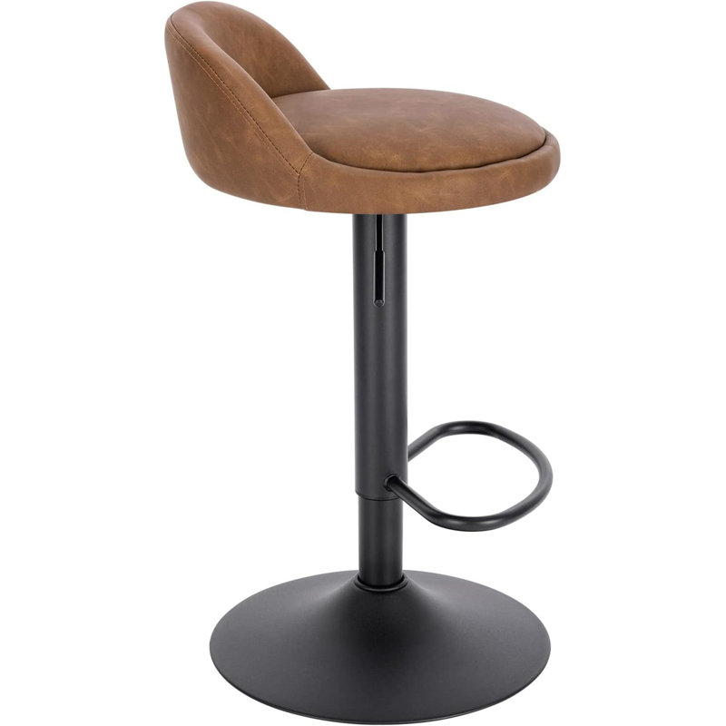 Mettawa Swivel Upholstered Adjustable Height Counter Stool with Metal Frame, Brown