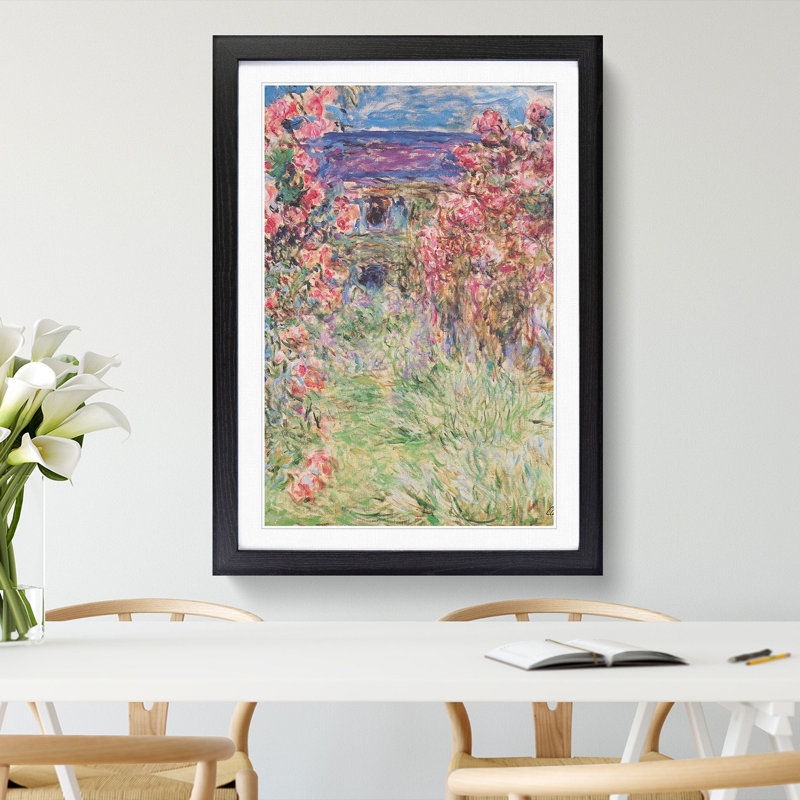 Rose House by Claude Monet - Picture Frame Painting, Black Framed, 36cm H x 27cm W x 2cm D