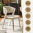 Modern Upholstered Dining Chair in Premium Beige PU Leather, Channel Tufted Side Chair with Gold Metal Base