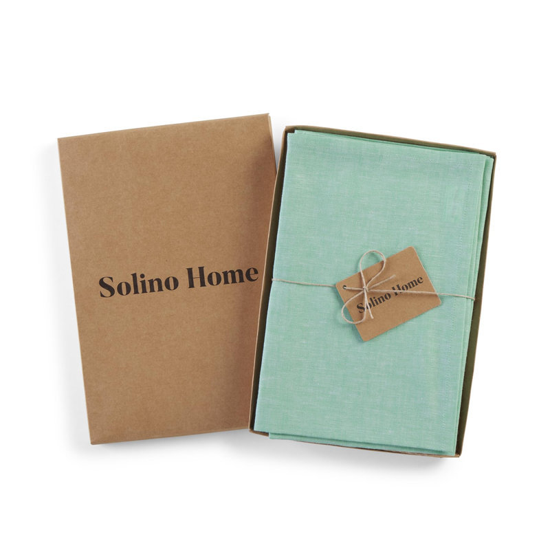 100% Pure Linen Dinner Napkins - Athena, Chambray Aqua