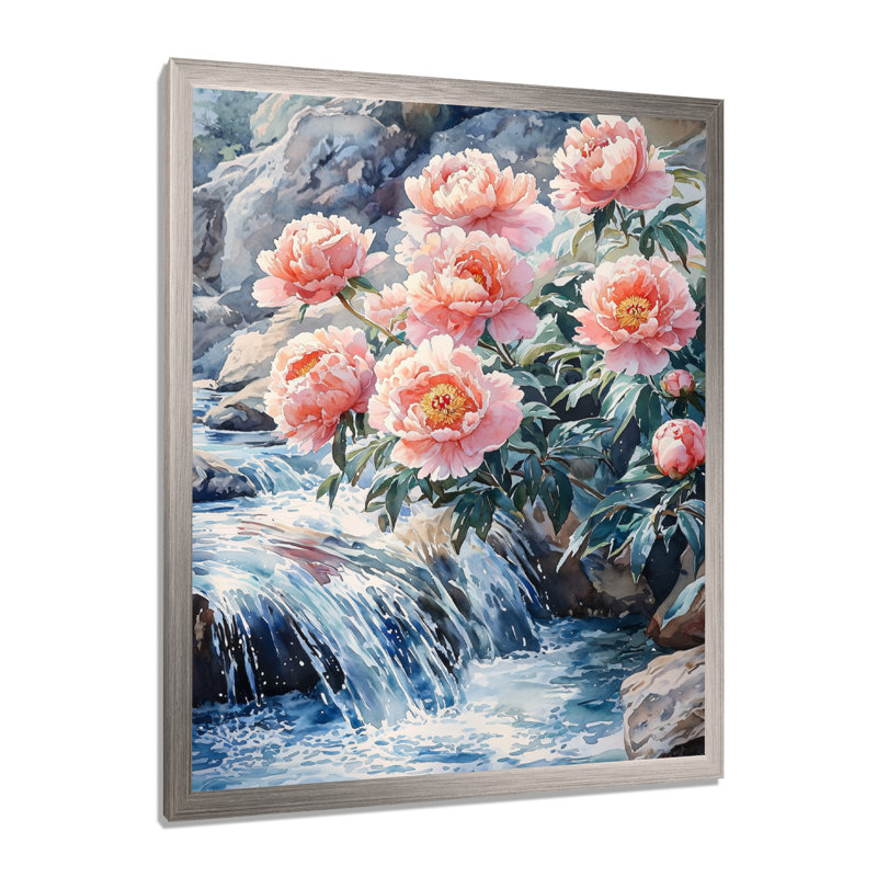 Arcadia - reproduction d'art sur toile florale, H 40 po x l 30 po, Reproduction encadrée d'une seule photo, Argent argent