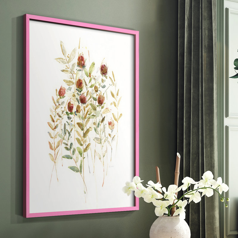 Reproduction encadrée Wildflower Breeze II - bois massif, Rose, H 10 po x l 8 po