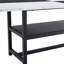 Table de salle à manger en panneau de fibres à densité moyenne noir et blanc mat avec tablette de rangement et 8 chaises en similicuir de 71 pouces de style contemporain