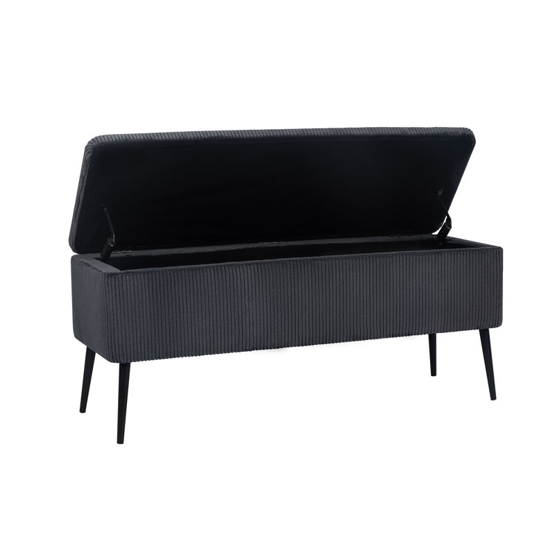 Darious Upholstered Storage Bench, Dark Gray