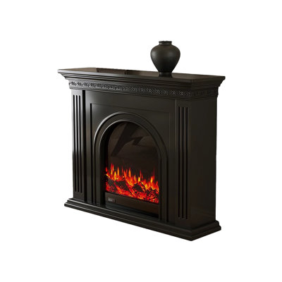 Black Solid Wood Electric Fireplace