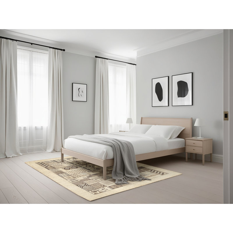 Tapis beige/gris contemporain, Rectangle 5 pi x 7 pi