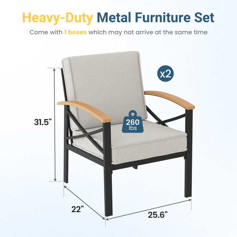Patio Chairs With Cushions, Beige