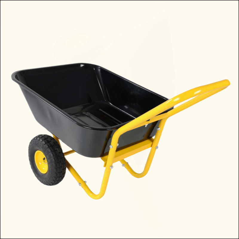 Chariot de jardin à deux roues avec roues pneumatiques de 10 pouces, Jaune / Noir