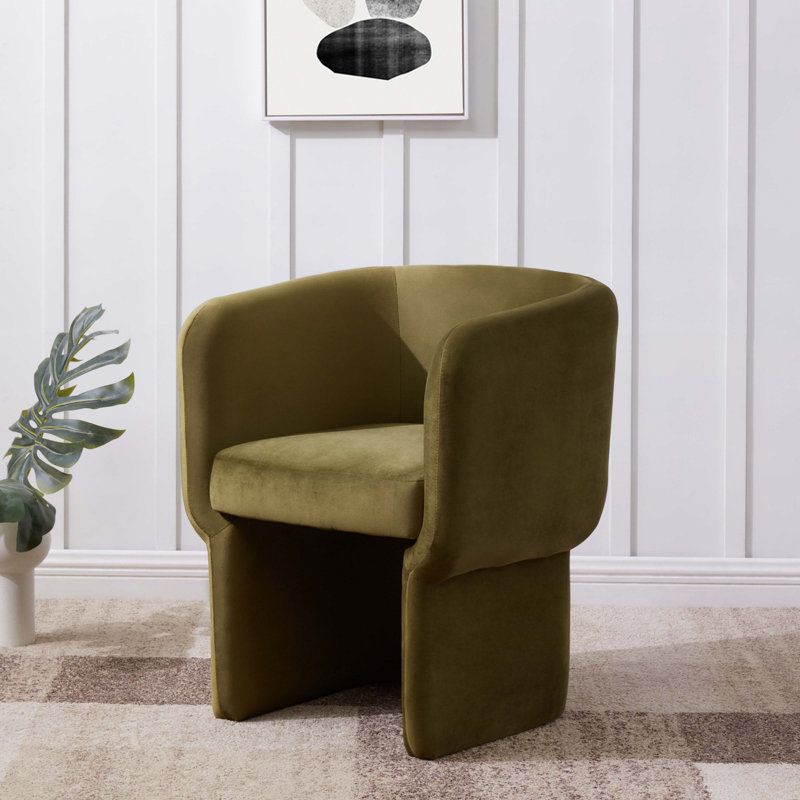 Upholstered Armchair, Olive Green Velvet