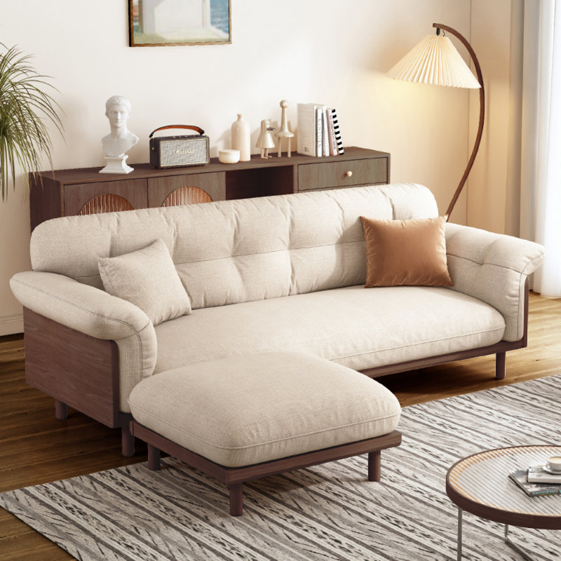 Modern Simple Solid Wood Off-white Sofa