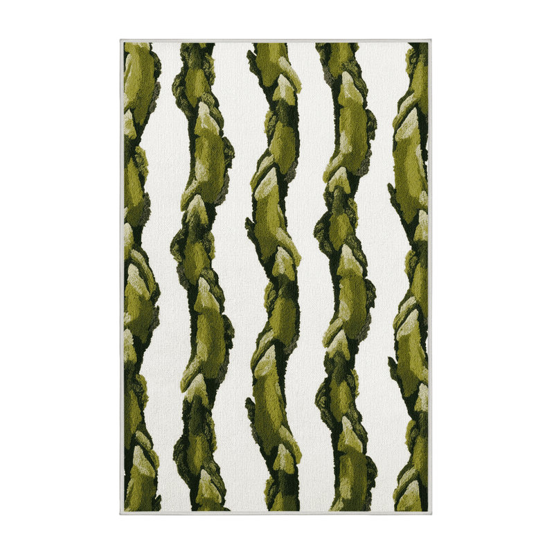 Tapis blanc lavable avec légumes asperges, Rectangulaire 2 pi x 3 pi